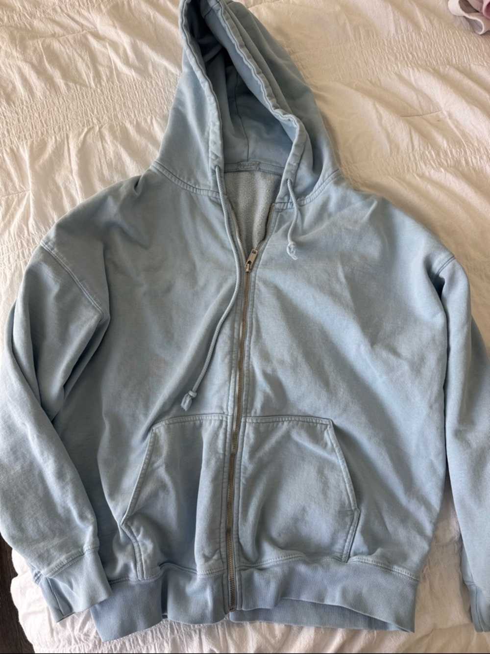 Brandy Melville Light Blue Zip-Up Hoodie